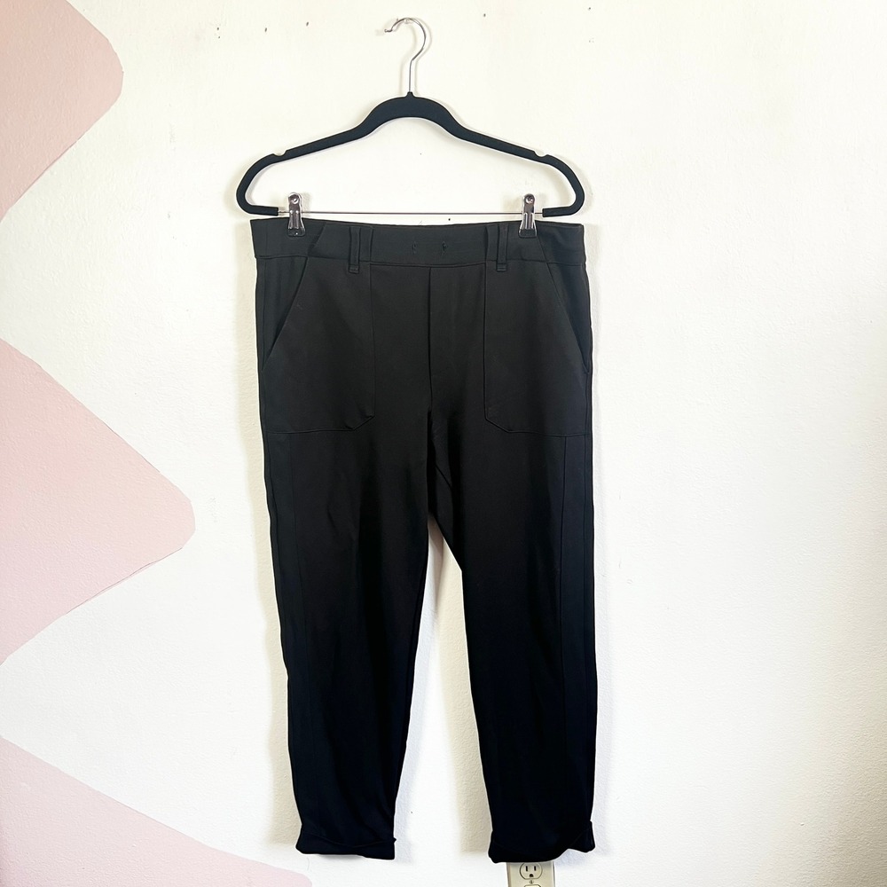 Democracy Pull On Pants Womens Large Cropped Black High‎ Rise Office Career